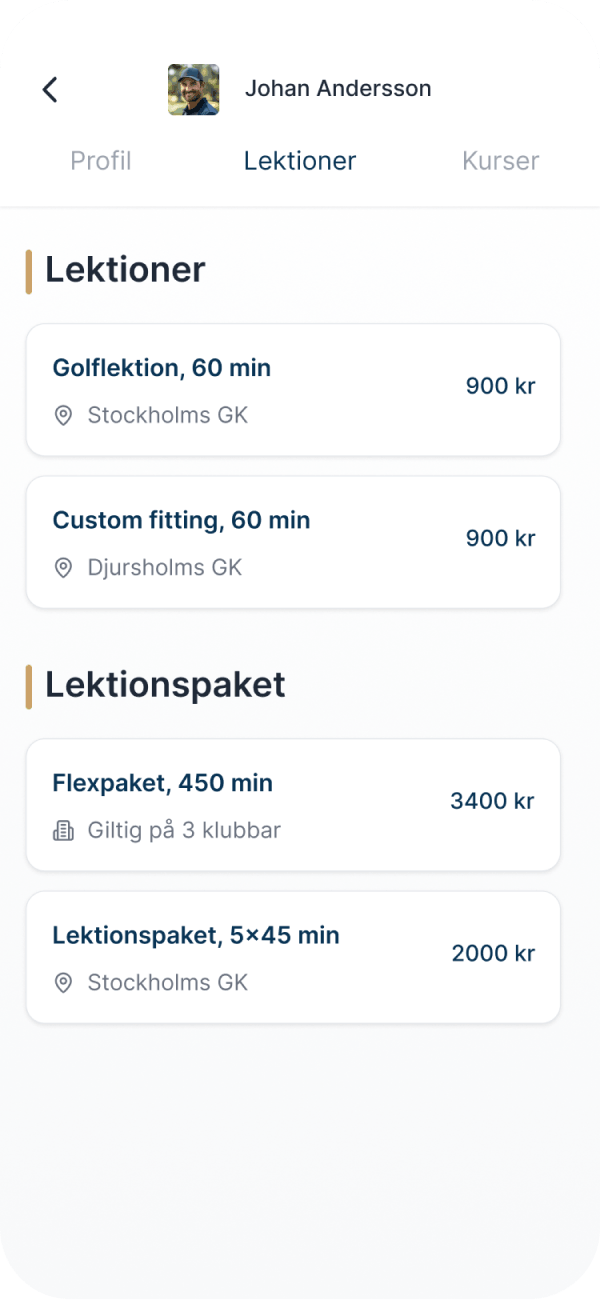 PGA ProTime app förhandsvisning